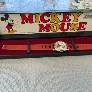 Mickey Mouse Watch with Red Strap vintage 1970’s
